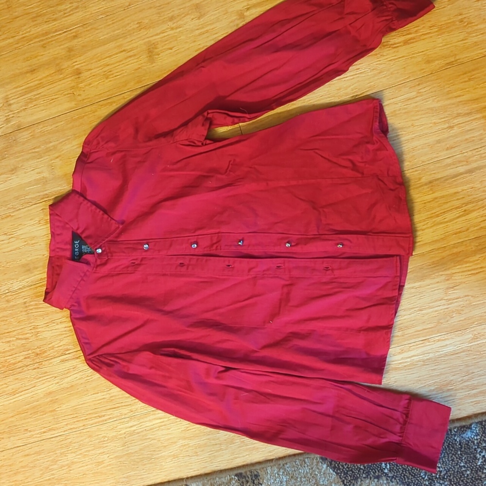 Red button down holiday shirt